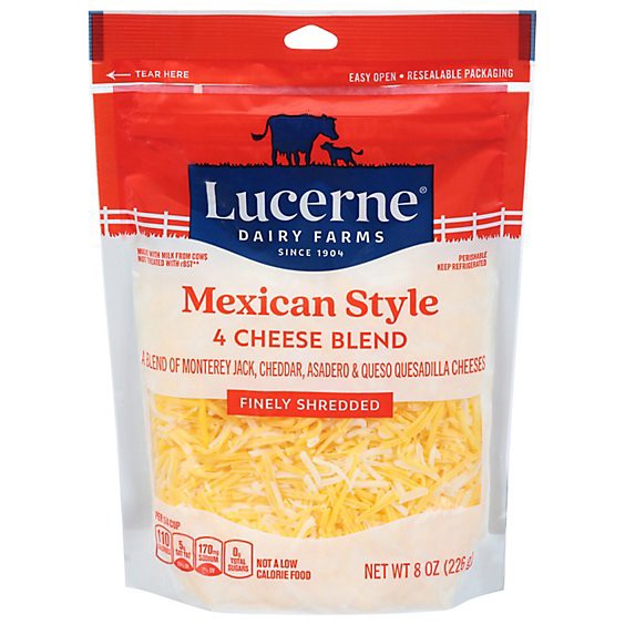 slide 1 of 1, Lucerne Cheese Finely Shredded Mexican Style 4 Cheese Blend - 8 Oz, 8 oz