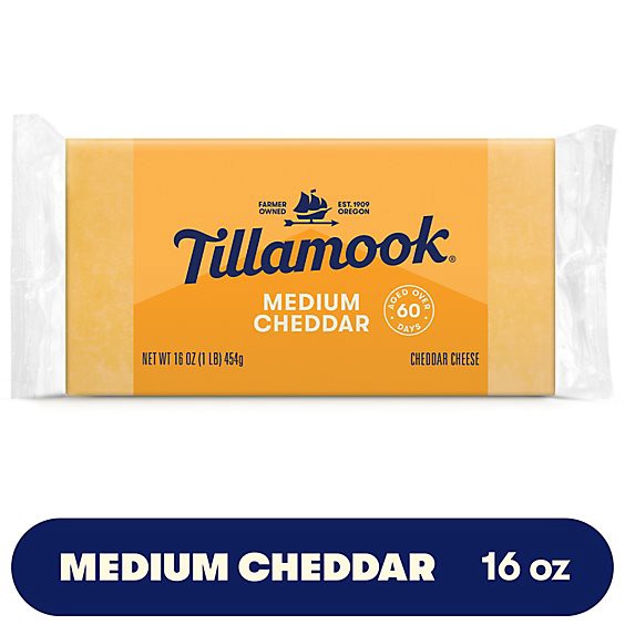 slide 1 of 1, Tillamook Medium Cheddar Cheese Block - 1 Lb, 16 oz