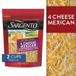 Sargento Shredded 4 Cheese Mexican Natural Cheese Fine Cut - 8 Oz