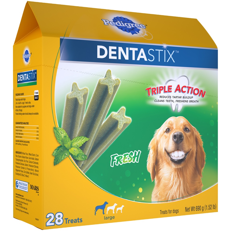 slide 3 of 9, Pedigree Dentastix Fresh Large Treats For Dogs, 28 ct