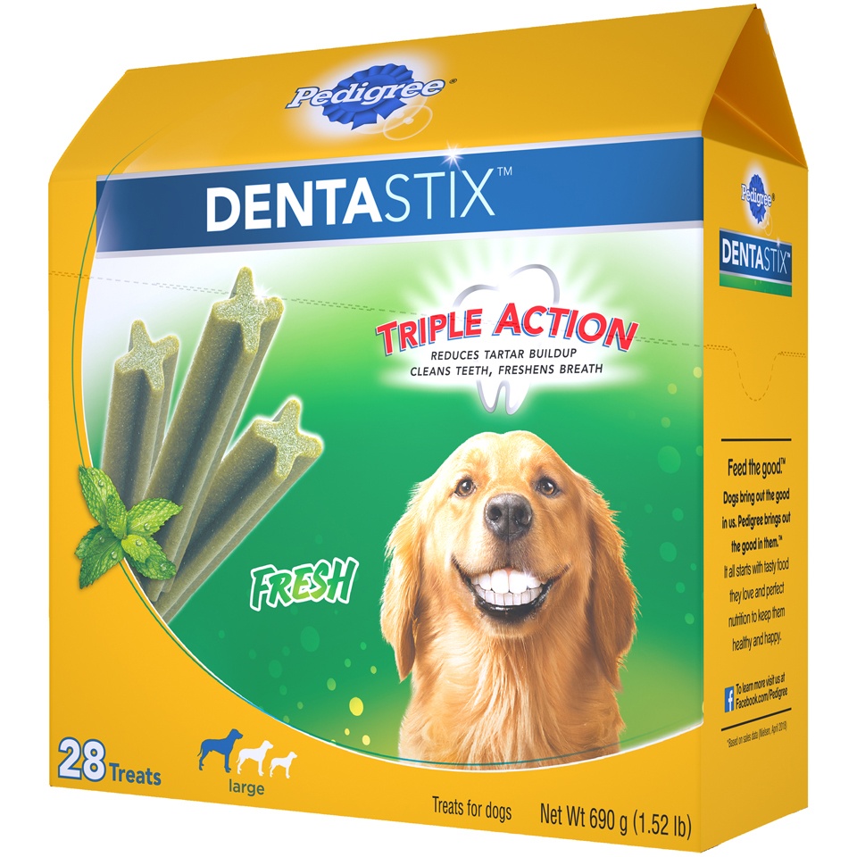 slide 4 of 9, Pedigree Dentastix Fresh Large Treats For Dogs, 28 ct