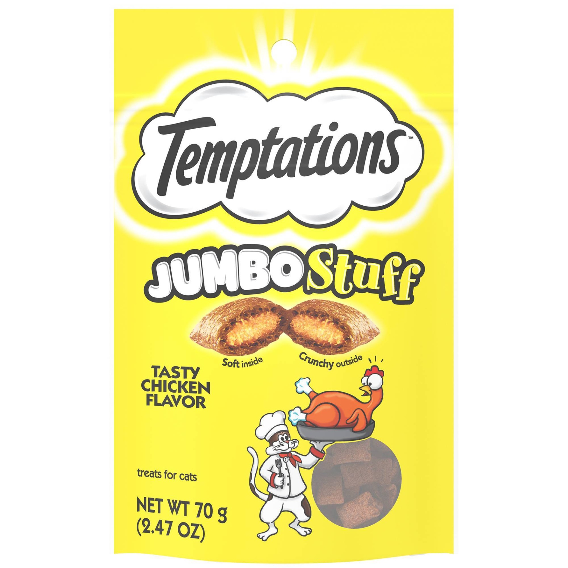 slide 1 of 5, Temptations Jumbo Stuff Tasty Chicken Flavor Crunchy Cat Treats - 2.47oz, 1 ct