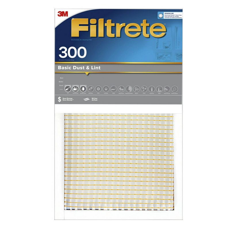 slide 1 of 12, Filtrete 20x20x1 Basic Dust and Lint Air Filter 300 MPR, 1 ct