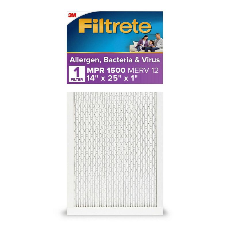 slide 11 of 11, Filtrete Ultra Allergen 14x25x1, Air Filter: MERV 12 Electrostatic Furnace & AC Filter, Captures Viruses & Pet Dander, 1 ct