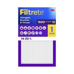 Filtrete 14x20x1 Allergen Bacteria and Virus Air Filter 1500 MPR: Electrostatic Furnace Filter, MERV 12, 3-Month Use