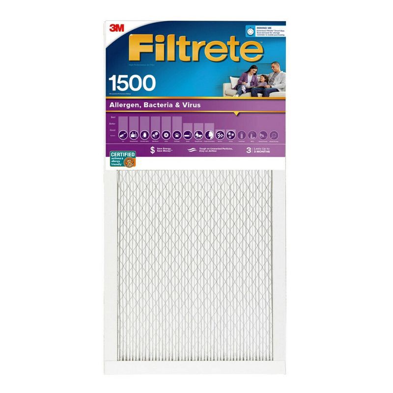 slide 1 of 12, Filtrete 16x20x1 Allergen Bacteria and Virus Air Filter 1500 MPR, 1 ct