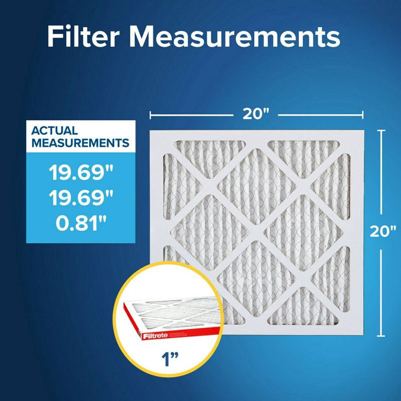 slide 2 of 8, Filtrete 20x20x1 Allergen Defense Air Filter 1000 MPR: MERV 11, Electrostatic, Captures Dust & Pollen, Lasts 3 Months, 1 ct