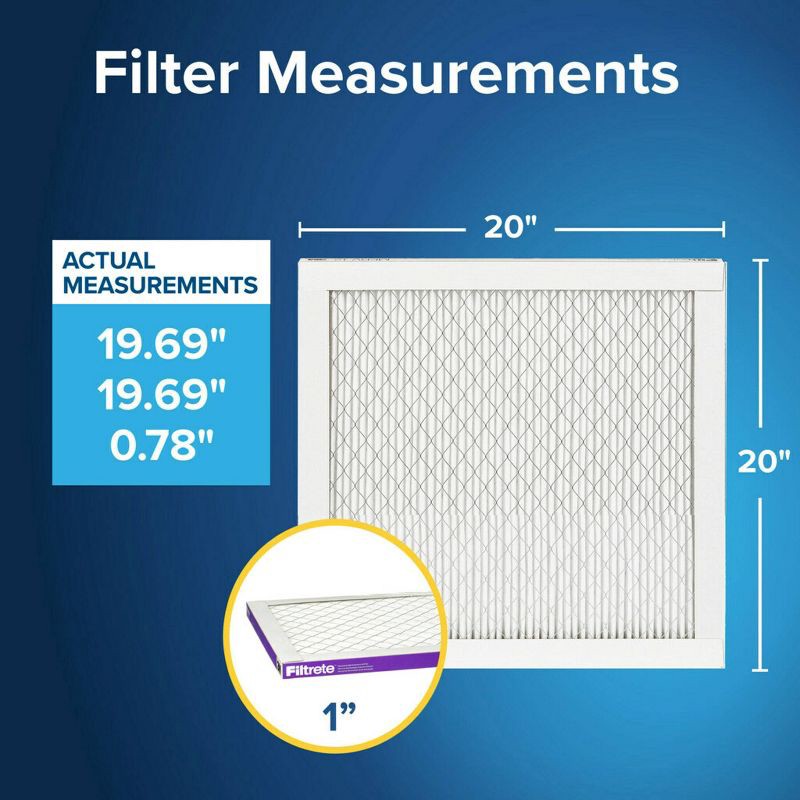 slide 3 of 13, Filtrete 20x20x1 Allergen Bacteria and Virus Air Filter 1500 MPR: MERV 12 Electrostatic Furnace Filter, 3-Month Use, 1 ct