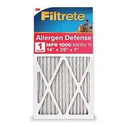 Filtrete 14x25x1 Allergen Defense Air Filter 1000 MPR: MERV 11 Electrostatic Furnace Filter, Captures Dust & Pollen