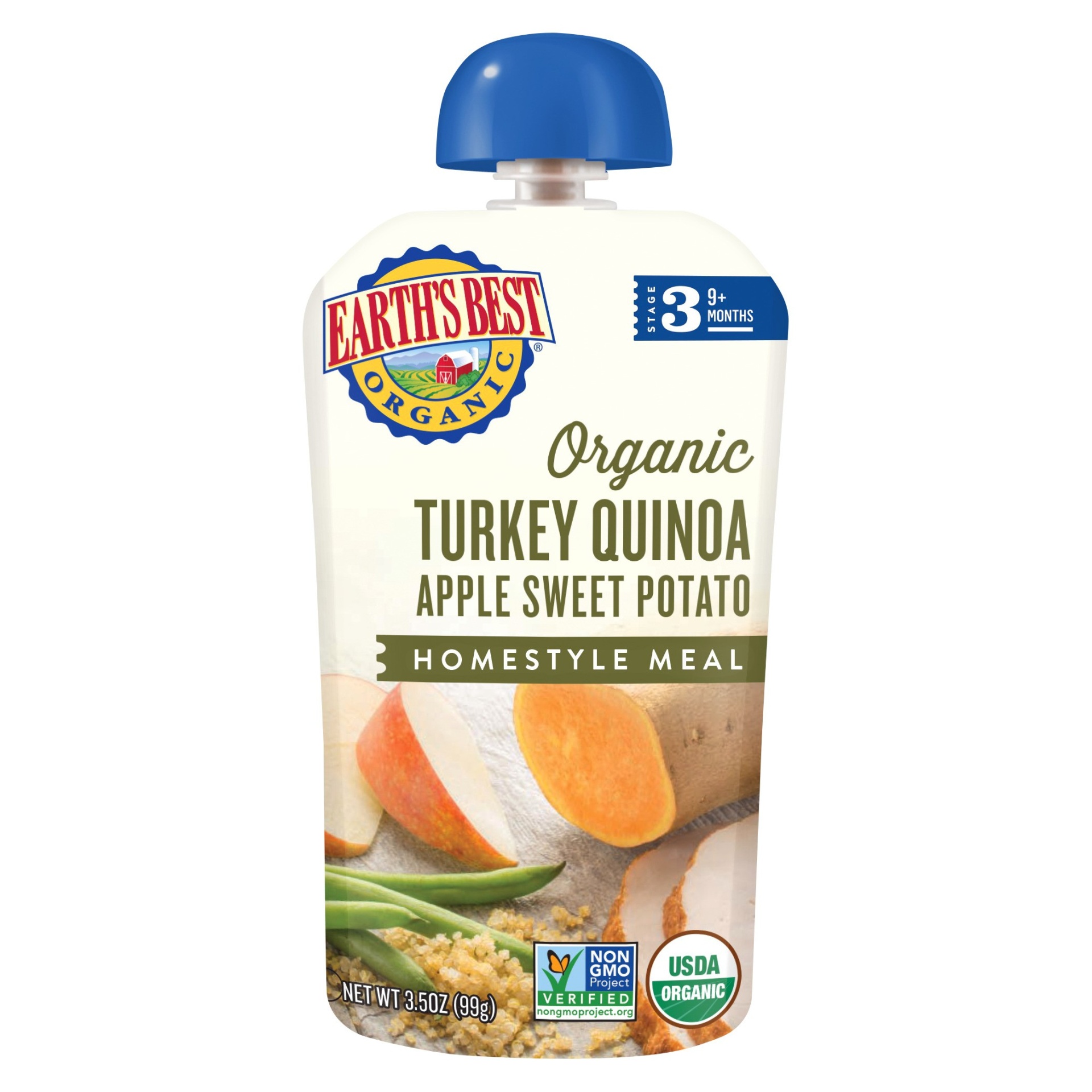slide 1 of 3, Earth's Best Organic Turkey Quinoa Apple Sweet Potato Homestyle Baby Meals Pouch - 3.5oz, 3.5 oz