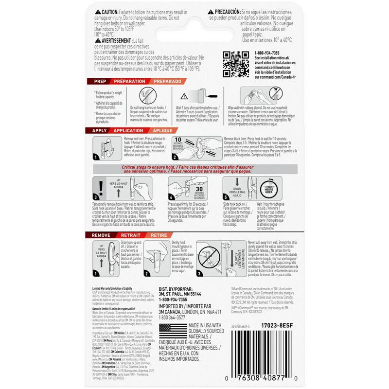 slide 13 of 13, Command Refill Strips White: Adhesive Hooks, Plastic, 16 Pack, Max 5 lb Capacity, 16 ct, 5 lb