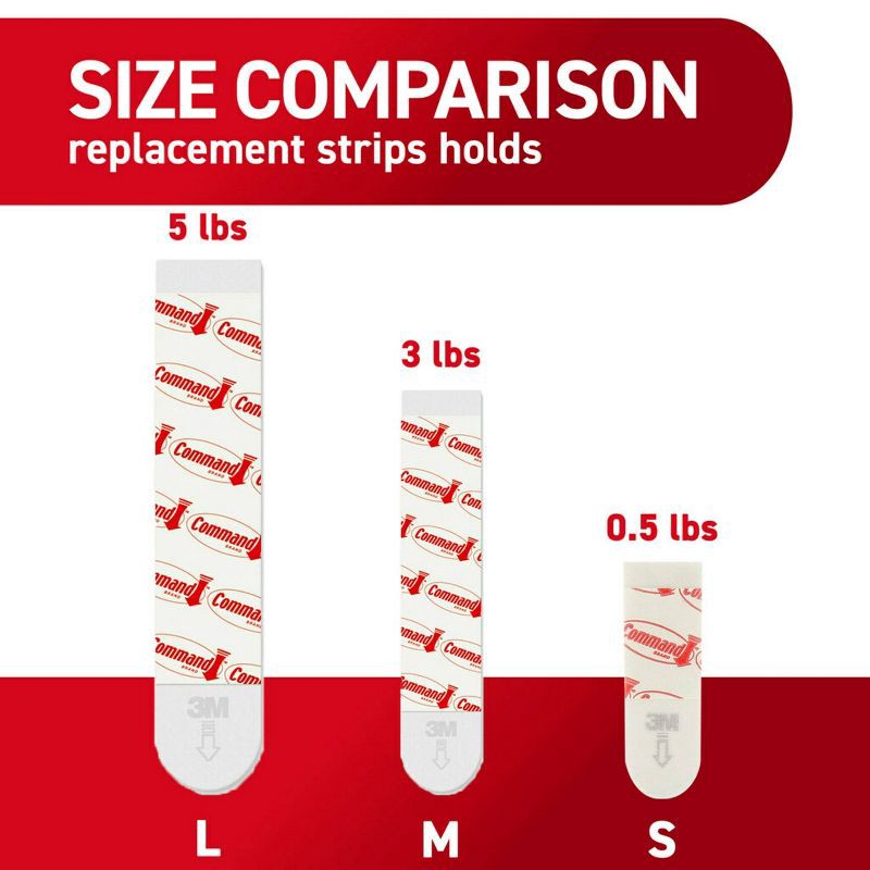 slide 5 of 14, Command Refill Strips White: Adhesive Hooks, Plastic, 16 Pack, Max 5 lb Capacity, 16 ct, 5 lb