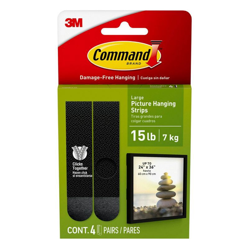 slide 1 of 21, Command 4 Sets Large Sized Picture Hanging Strips Black, 1 ct