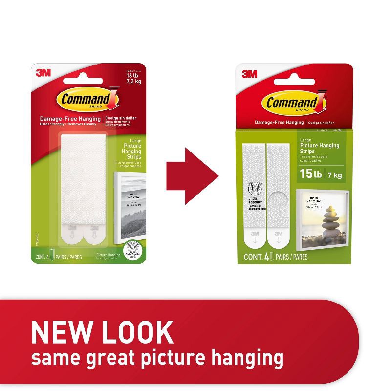 slide 15 of 15, Command Large Picture Hanging Strips White: Adhesive Strips for Art & Office, Plastic, No Choking Hazard, 1 ct