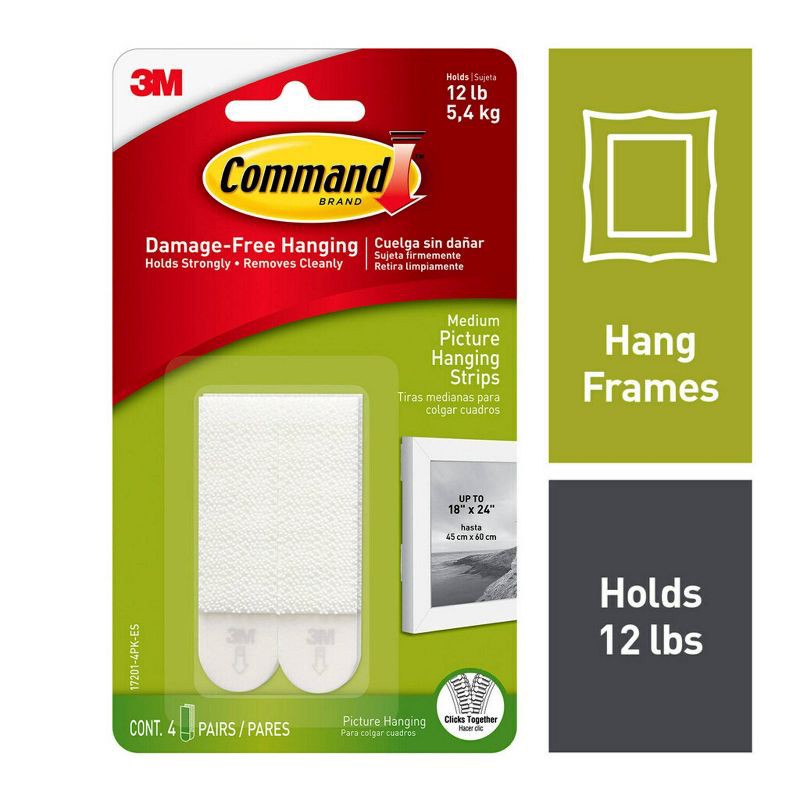 slide 2 of 17, Command 4 Sets Medium Sized Picture Hanging Strips White, 1 ct
