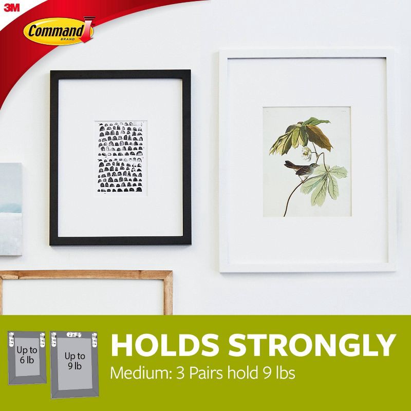 slide 5 of 23, Command Medium Picture Hanging Strips White: Adhesive Wall Mounting for Art & Stationery, 1 ct