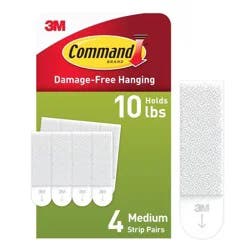 Command Medium Picture Hanging Strips White: Adhesive Wall Mounting for Art & Stationery