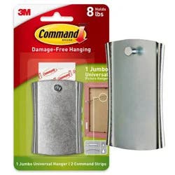 Command JSticky Nail Wire Back Hanger White: Adhesive Hooks, Metal, 8 lb Capacity, Light Silver, 1 Pack