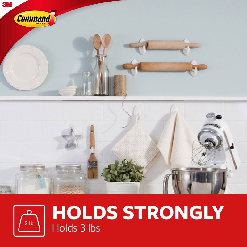 slide 3 of 11, Command 6pk Medium Designer Hooks White: Adhesive Hanging Hooks, 6 Pack, 3 lb Capacity, Plastic, 6 ct, 6 ct, 3 lb