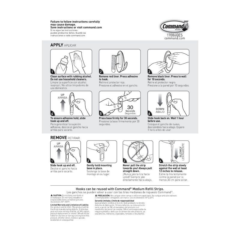 slide 9 of 11, Command 6pk Medium Designer Hooks White: Adhesive Hanging Hooks, 6 Pack, 3 lb Capacity, Plastic, 6 ct, 6 ct, 3 lb