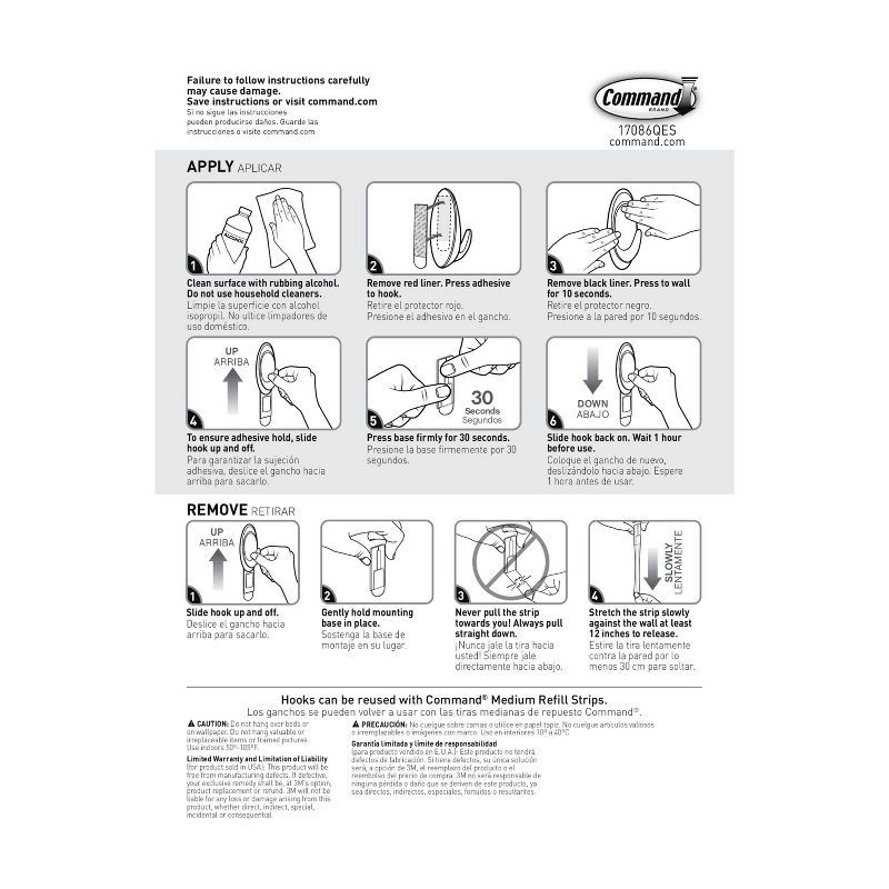 slide 9 of 11, Command Medium Sized Designer Hooks Value Pack White: Adhesive Hanging Hooks, 6 Pack, 3 lb Capacity, Plastic, 6 ct, 3 lb