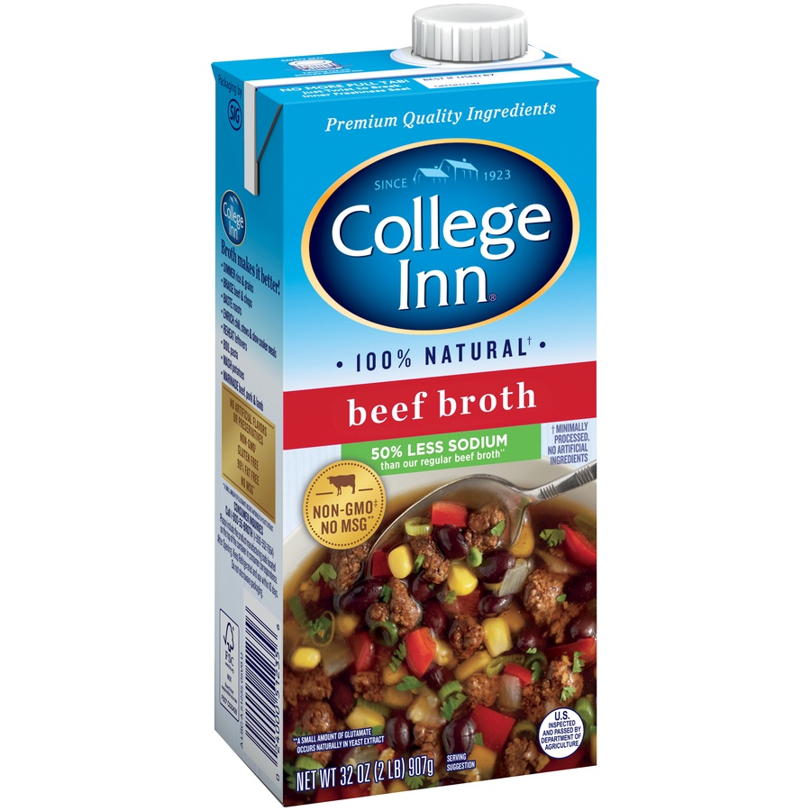 slide 2 of 4, College Inn Fat Free & Lower Sodium Beef Broth, 32 oz