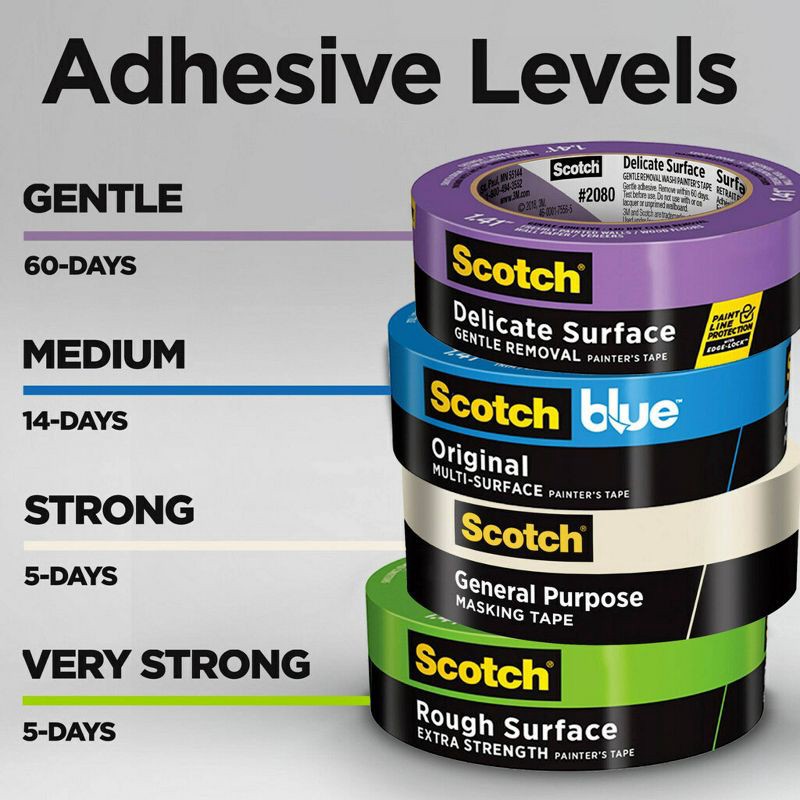 slide 7 of 10, Scotch 2'' Masking Tape: Beige Adhesive Roll for Art & Office, 2 Inch Width, 1 ct