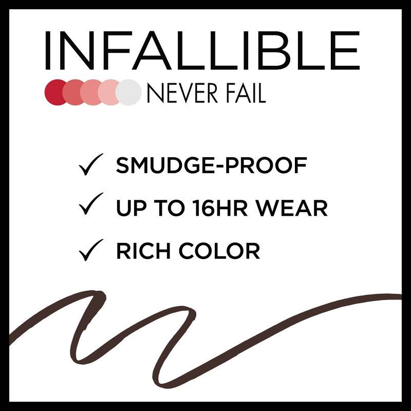 slide 4 of 8, L'Oreal Paris Infallible Never Fail 16hr Eyeliner Pencil - Brown - 0.01 oz, 0.01 oz