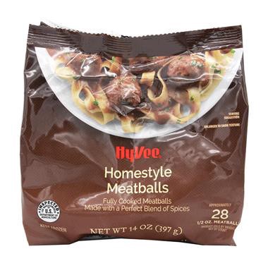 slide 1 of 1, Hy-Vee Homestyle Meatballs, 14 oz