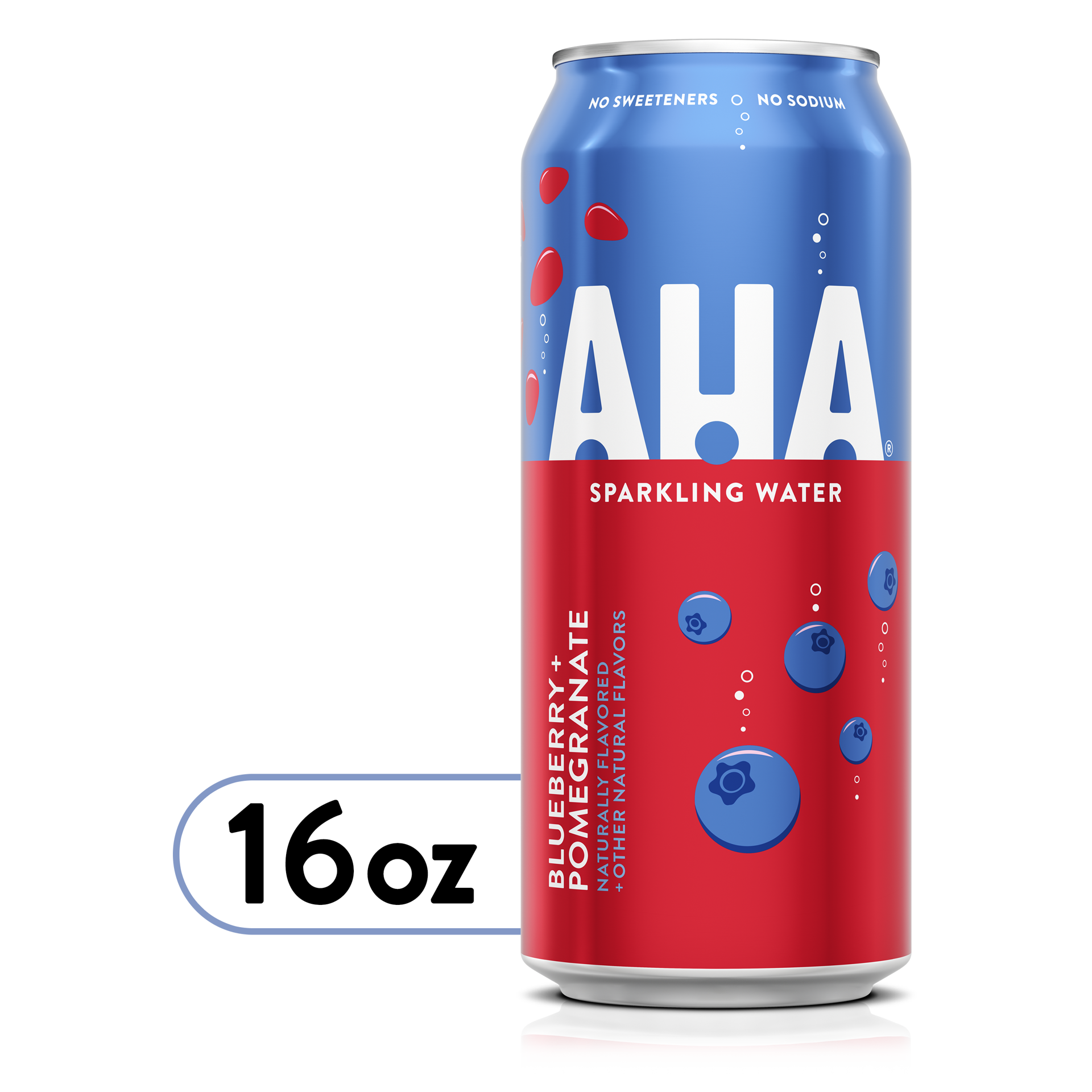 slide 1 of 1, Coca-Cola AHA Blueberry + Pomegranate Sparkling Water - 16 fl oz Can, 16 fl oz
