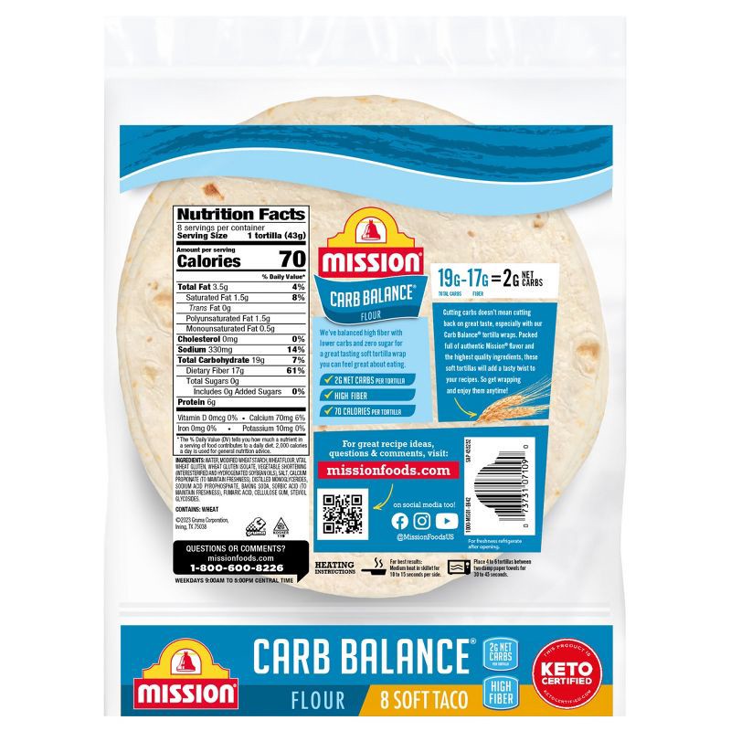 slide 2 of 9, Mission Carb Balance Taco Size Soft flour Tortillas - 12oz/8ct, 8 ct; 12 oz