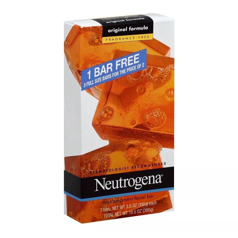 slide 3 of 4, Neutrogena Facial Cleansing Bar - Unscented - 0.35oz/3pk, 0.35 oz, 3 ct