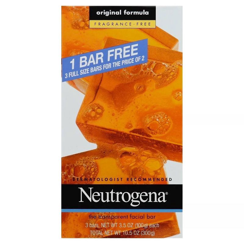 slide 1 of 4, Neutrogena Facial Cleansing Bar - Unscented - 0.35oz/3pk, 0.35 oz, 3 ct