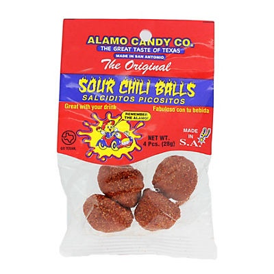 slide 1 of 1, Alamo Candy Co. Sour Chili Balls, 1 oz