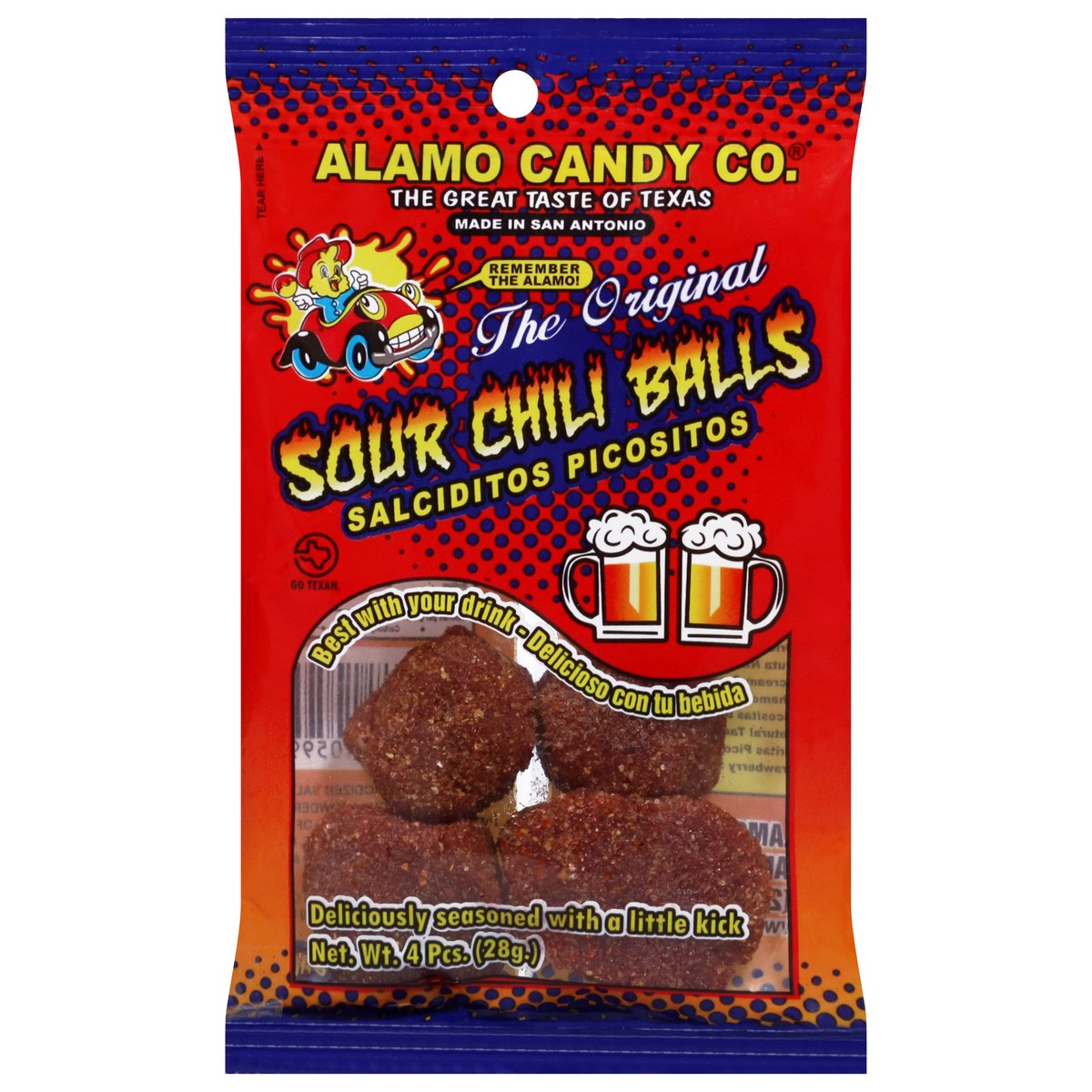 slide 1 of 15, Alamo Candy Co. Sour Chili Balls, 1 oz