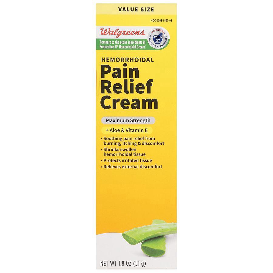 slide 1 of 3, Walgreens Hemorrhoidal Pain Relief Cream Maximum Strength With Aloe & Vitamin E, 1.8 oz