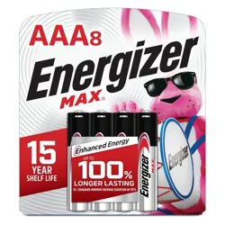 Energizer MAX AAA Batteries 8pk - Alkaline Battery: 1180 mAh, 1.5V, Household Use