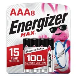 Energizer MAX AAA Batteries 8pk - Alkaline Battery: 1180 mAh, 1.5V, Household Use