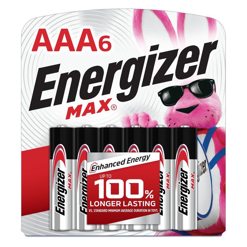 slide 1 of 10, Energizer Max AAA Batteries - 6pk Alkaline Battery: 1.5V Silver Single-Use Power, 6 ct