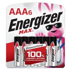 Energizer Max AAA Batteries - 6pk Alkaline Battery: 1.5V Silver Single-Use Power