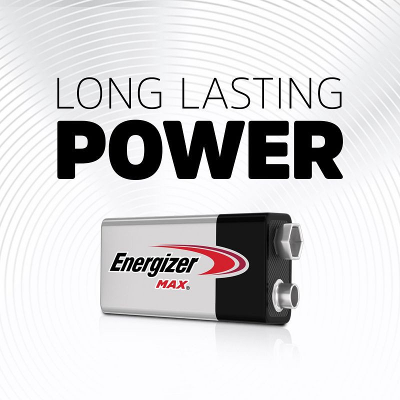 slide 2 of 10, Energizer Max 9V Batteries - 2pk Alkaline Battery: Household Silver, 595mAh Capacity, 2 ct
