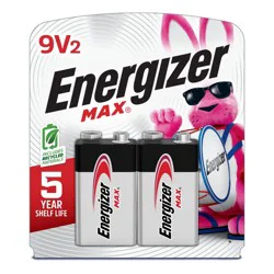 Energizer Max 9V Batteries - 2pk Alkaline Battery: Household Silver, 595mAh Capacity