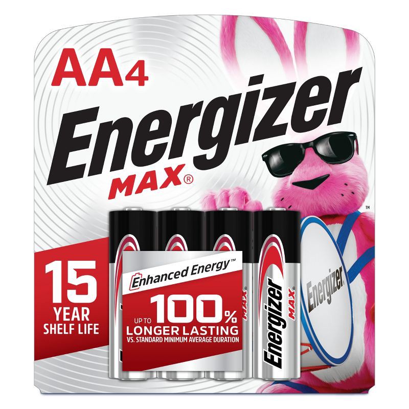 slide 1 of 7, Energizer Max AA Batteries - 4pk Alkaline Battery: Single-Use, Silver, 1.5V, 4 ct