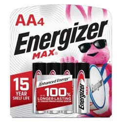 Energizer Max AA Batteries - 4pk Alkaline Battery: Single-Use, Silver, 1.5V