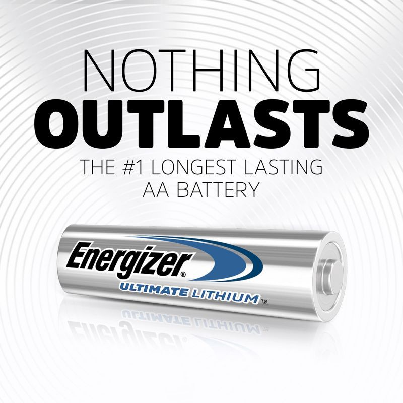 slide 2 of 10, Energizer Ultimate Lithium AA Batteries - 4pk Lithium Battery: 3000 mAh, 1.5V, Single-Use, 4 ct