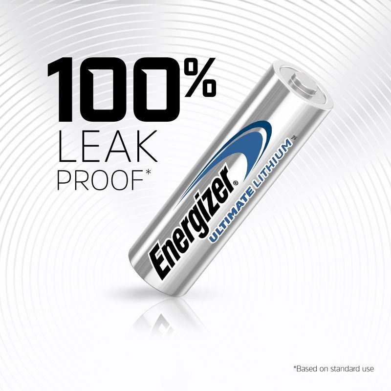 slide 8 of 10, Energizer Ultimate Lithium AA Batteries - 4pk Lithium Battery: 3000 mAh, 1.5V, Single-Use, 4 ct