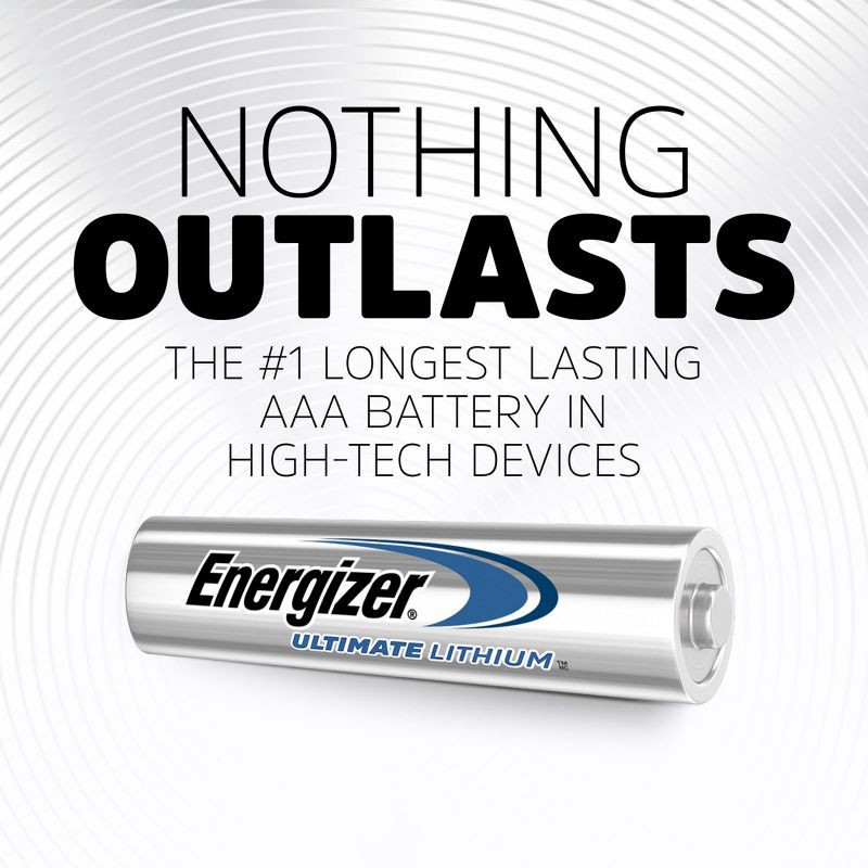 slide 2 of 10, Energizer Ultimate Lithium AAA Batteries - 4pk Lithium Battery: 1200mAh, 1.5V, Single-Use, 4 ct