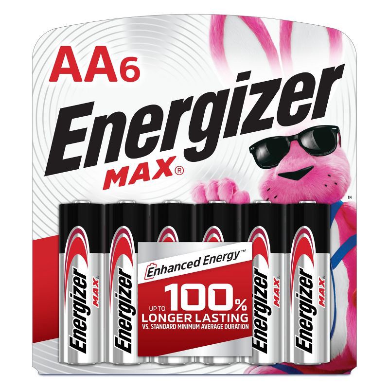 slide 1 of 7, Energizer Max AA Batteries - 6pk Alkaline Battery: Household Silver Single-Use, 6 ct