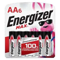 Energizer Max AA Batteries - 6pk Alkaline Battery: Household Silver Single-Use