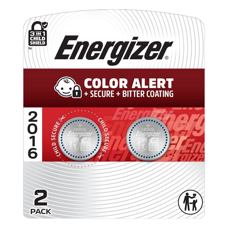 slide 1 of 16, Energizer 2016 Batteries 2pk - Lithium Coin Battery: 3V, 90mAh Capacity, 2 ct